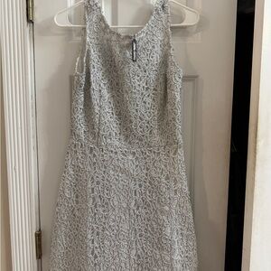 Charming Charlie Silver Lace Midi Dress